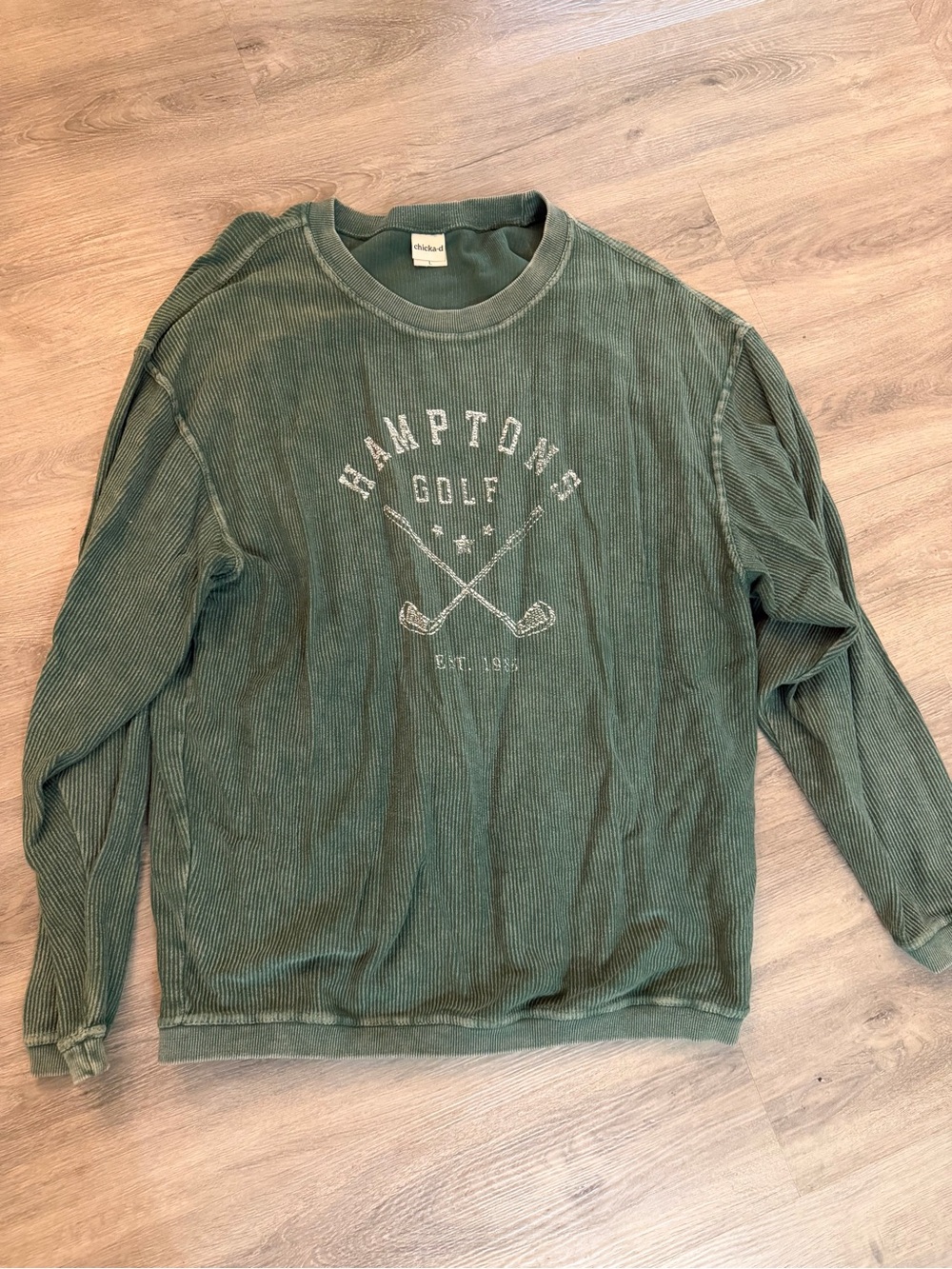 Chicka-D Green Hampton's Golf Corded Crewneck Sweatshirt